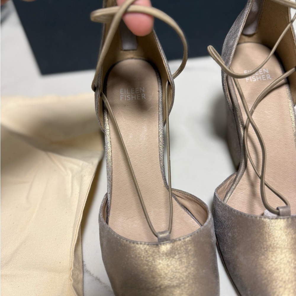 Eileen Fisher Metallic Gold Heels